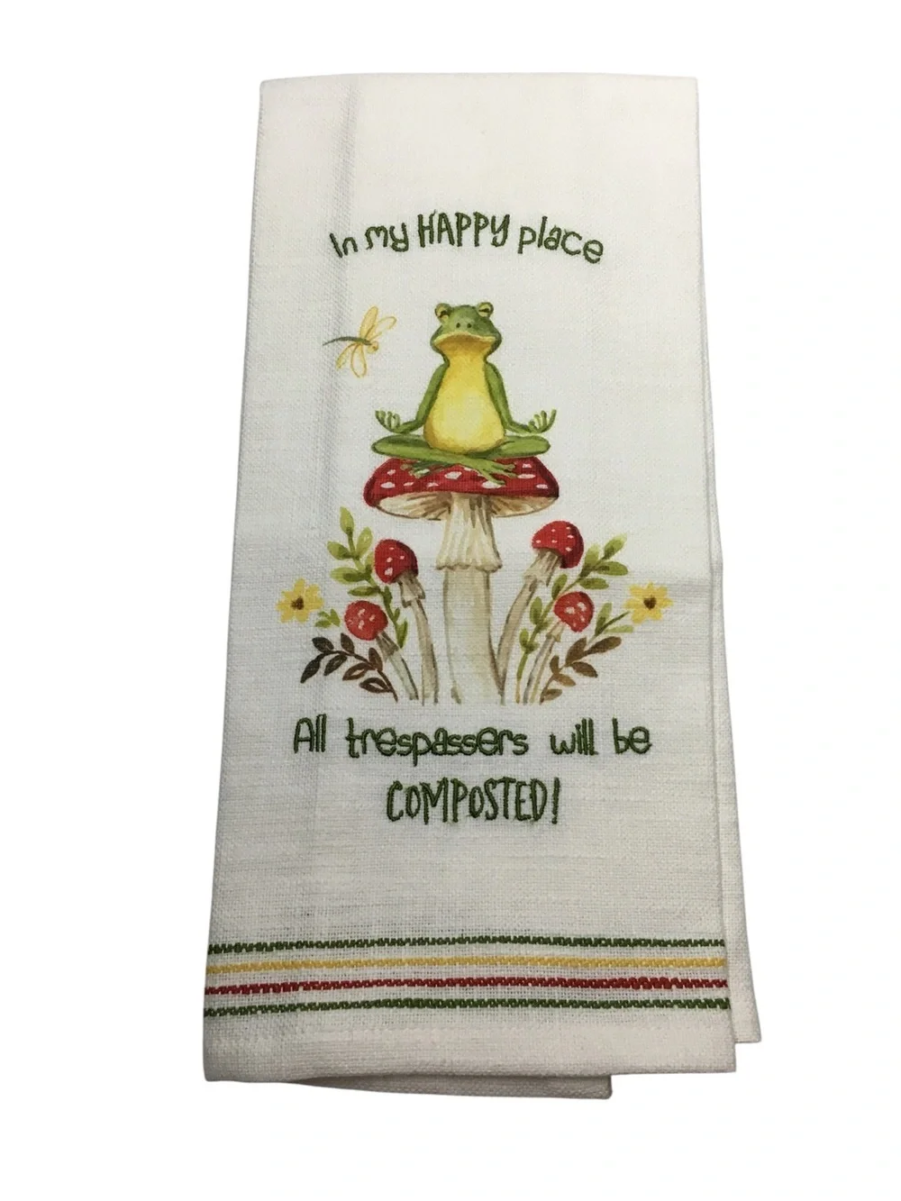 KAY DEE DESIGNS Cotton Dish Towel Frog Funny In My Happy Place Kitchen Decor